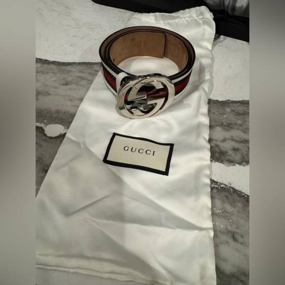 Gucci Belt White Red And Green Canvas 100% Authentic - Picture 2 of 4